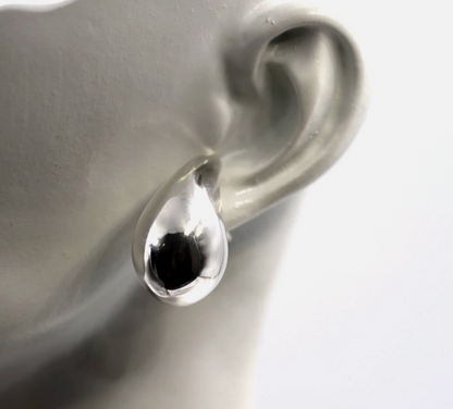 Genuine Large Sterling Silver 925 Bubble Teardrop Tear Drop Droplet Stud Earrings