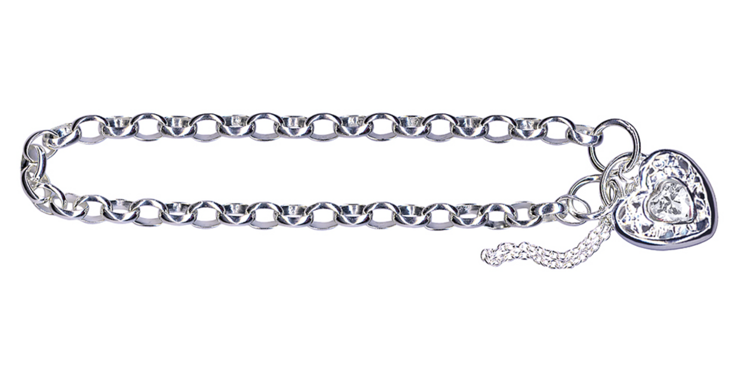 Sterling Silver 925 Oval Belcher Stone Set Filigree Padlock Bracelet
