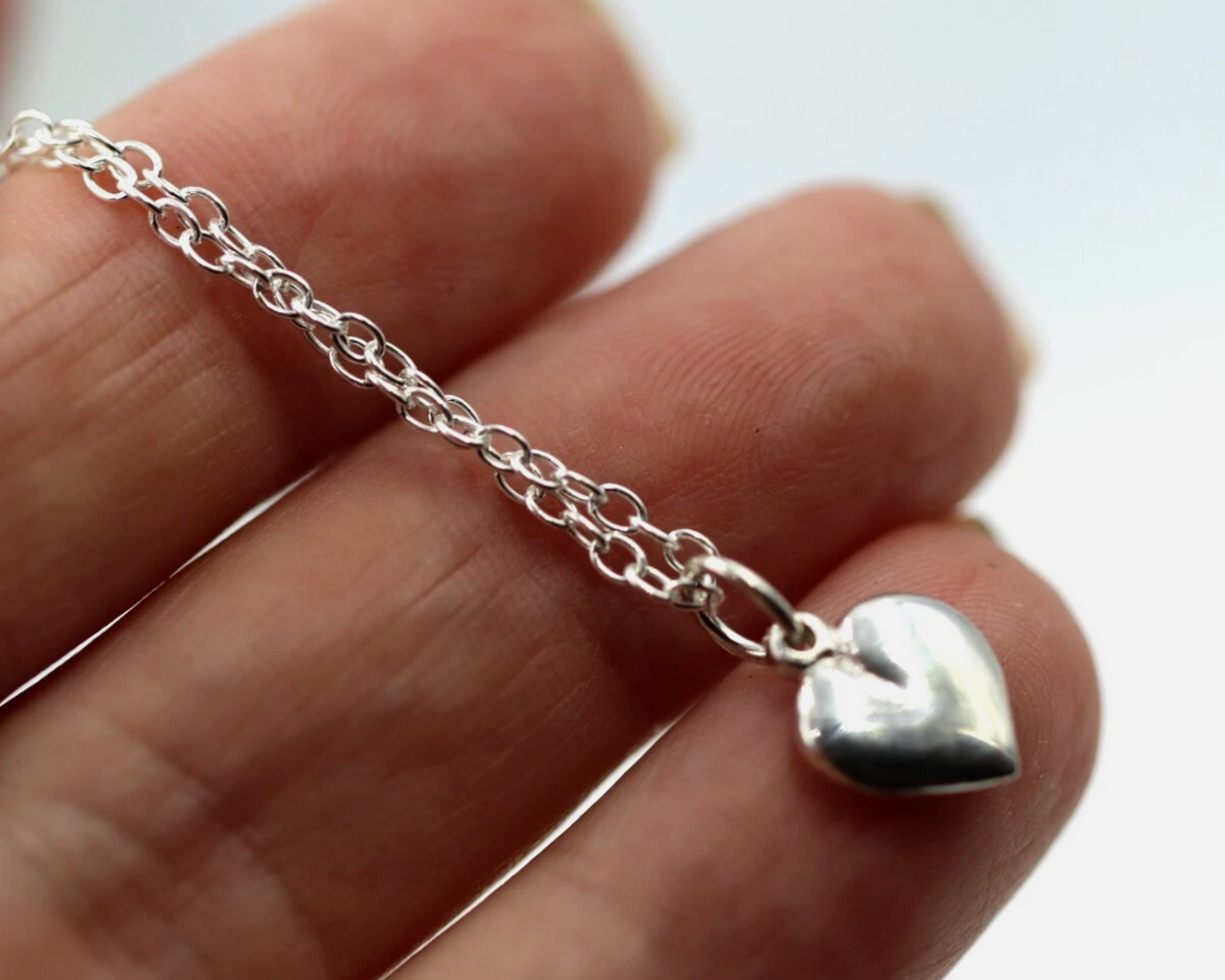 Sterling Silver 925 Solid Heart Pendant + 45cm Necklace Chain - Free Post