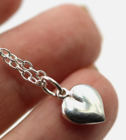 Sterling Silver 925 Solid Heart Pendant + 45cm Necklace Chain - Free Post