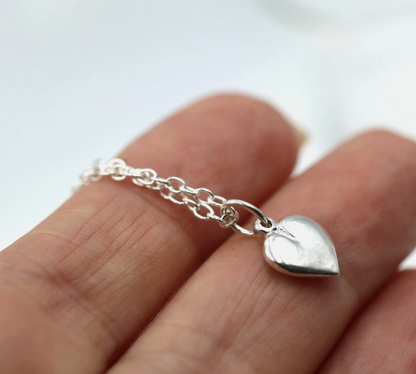 Sterling Silver 925 Solid Heart Pendant + 45cm Necklace Chain - Free Post