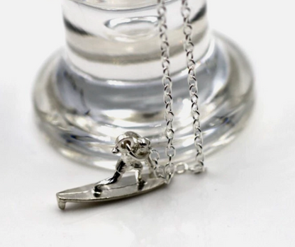 Sterling Silver 925 Surfer Surf Pendant Charm + 45cm Necklace Chain