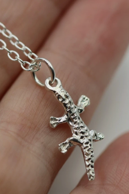 Sterling Silver 925 Lizard Pendant Charm + 45cm Necklace Chain
