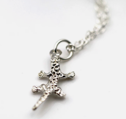 Sterling Silver 925 Lizard Pendant Charm + 45cm Necklace Chain