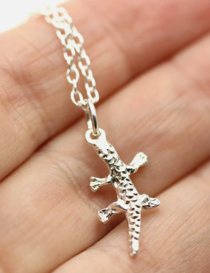 Sterling Silver 925 Lizard Pendant Charm + 45cm Necklace Chain
