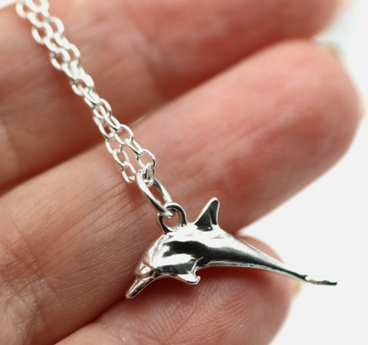 Sterling Silver 925 Dophin Pendant Charm + 45cm Necklace Chain