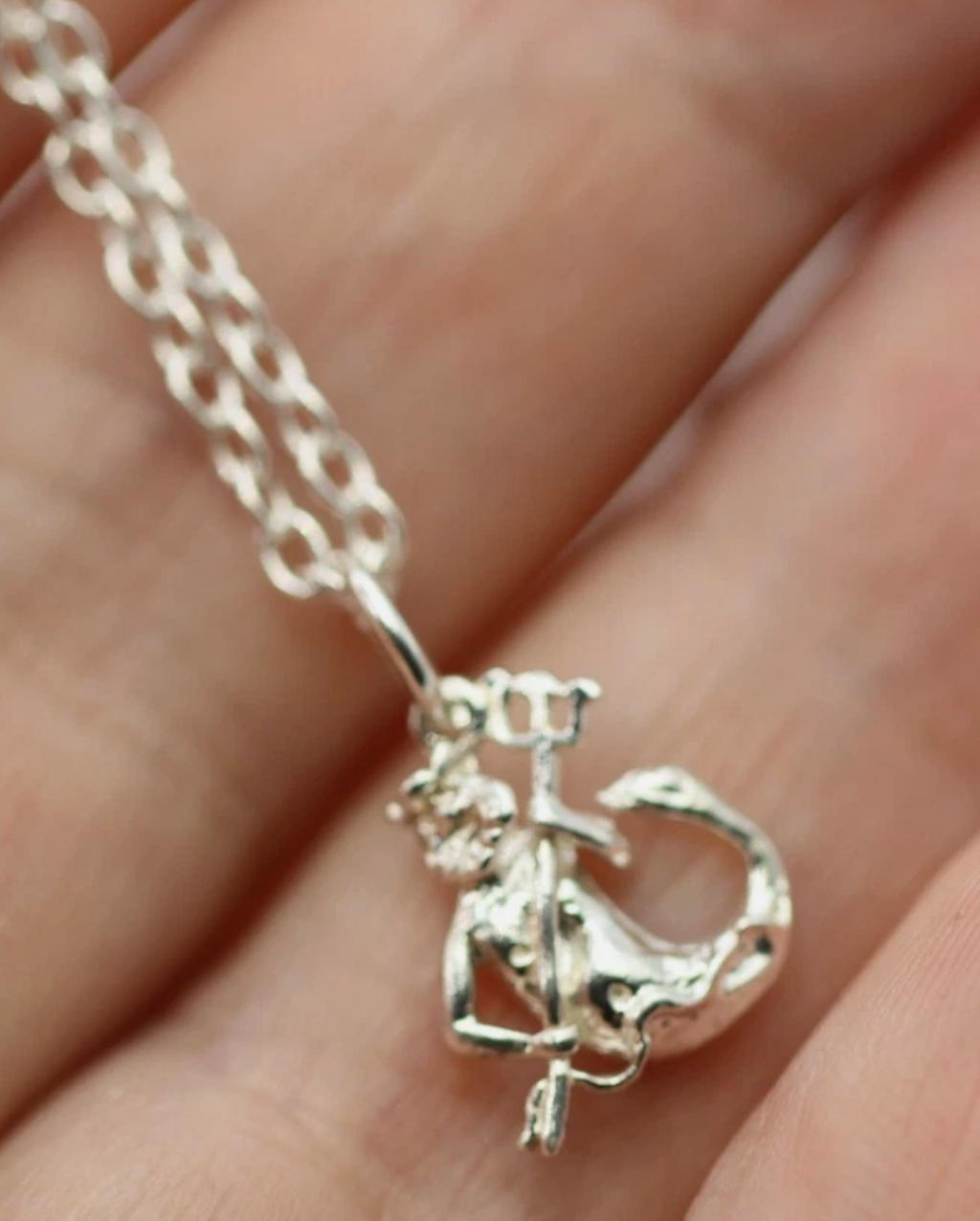 Sterling Silver 925 Water God Pendant Charm + 45cm Necklace Chain