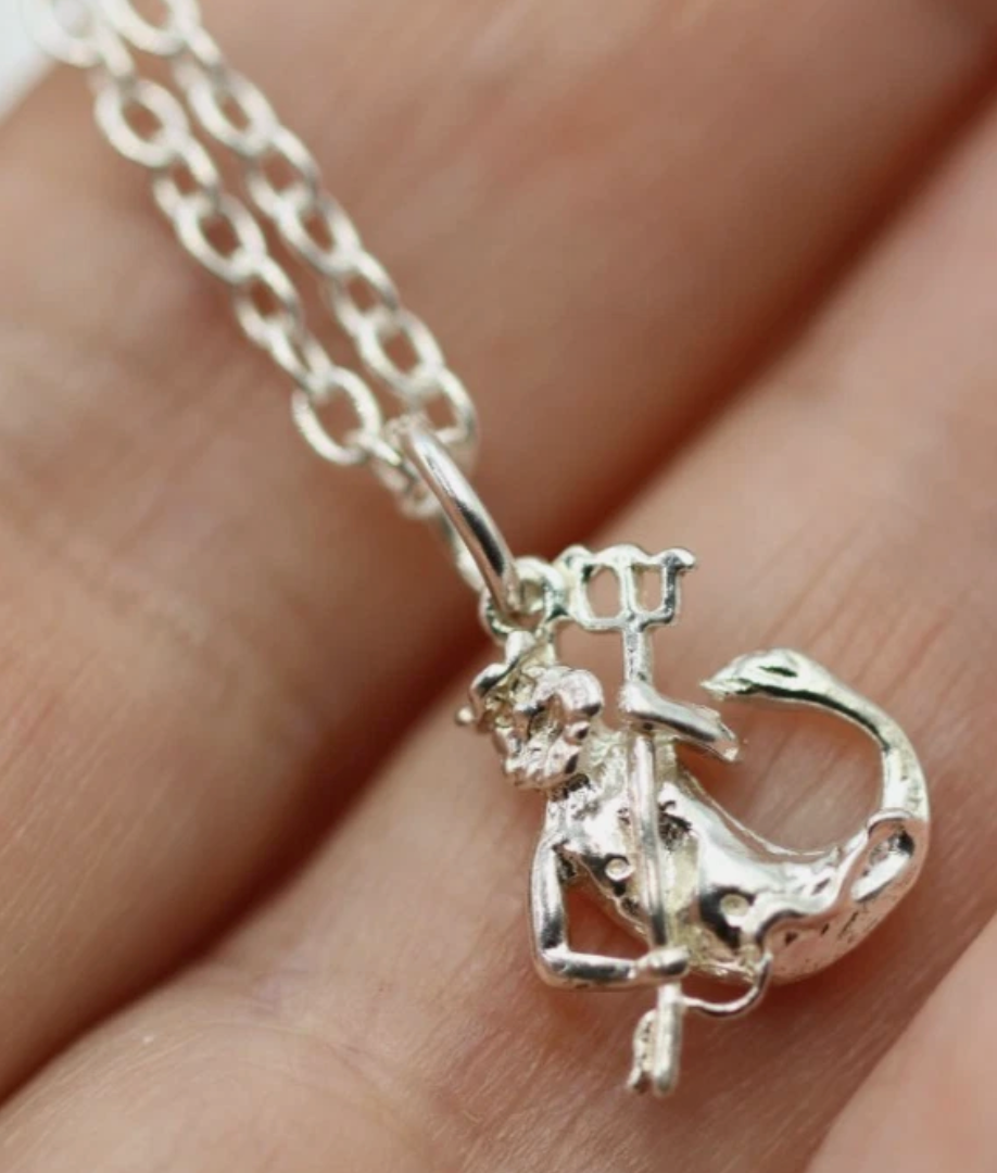 Sterling Silver 925 Water God Pendant Charm + 45cm Necklace Chain