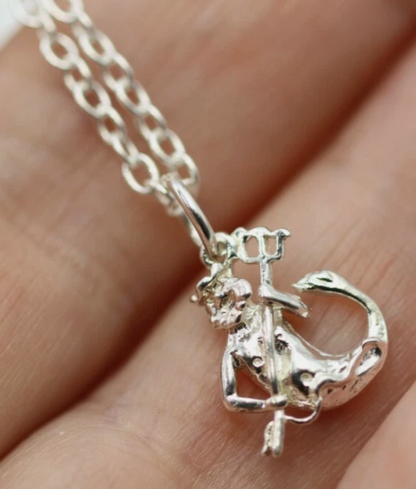 Sterling Silver 925 Water God Pendant Charm + 45cm Necklace Chain