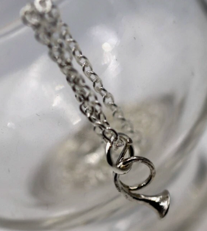 Sterling Silver 925 Small French Horn Pipe Pendant Charm + 45cm Chain