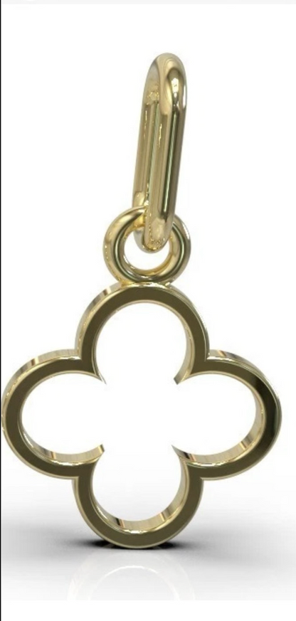 Genuine Solid 9ct Yellow, Rose Or White Gold 28mm Four Leaf Clover Pendant