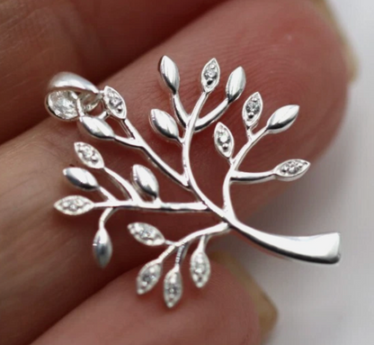 Genuine Sterling Silver 925 CZ Tree of Life Pendant Charm