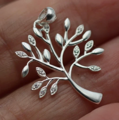 Genuine Sterling Silver 925 CZ Tree of Life Pendant Charm