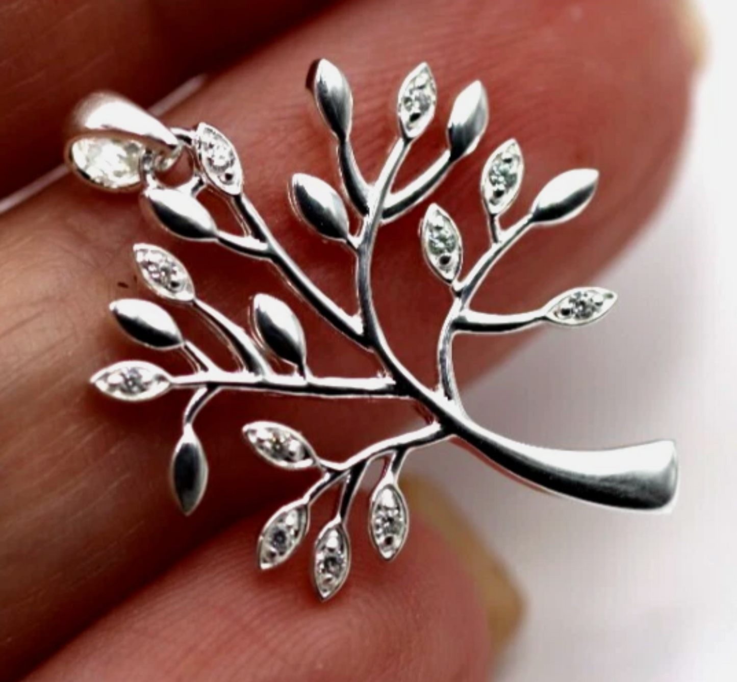 Genuine Sterling Silver 925 CZ Tree of Life Pendant Charm