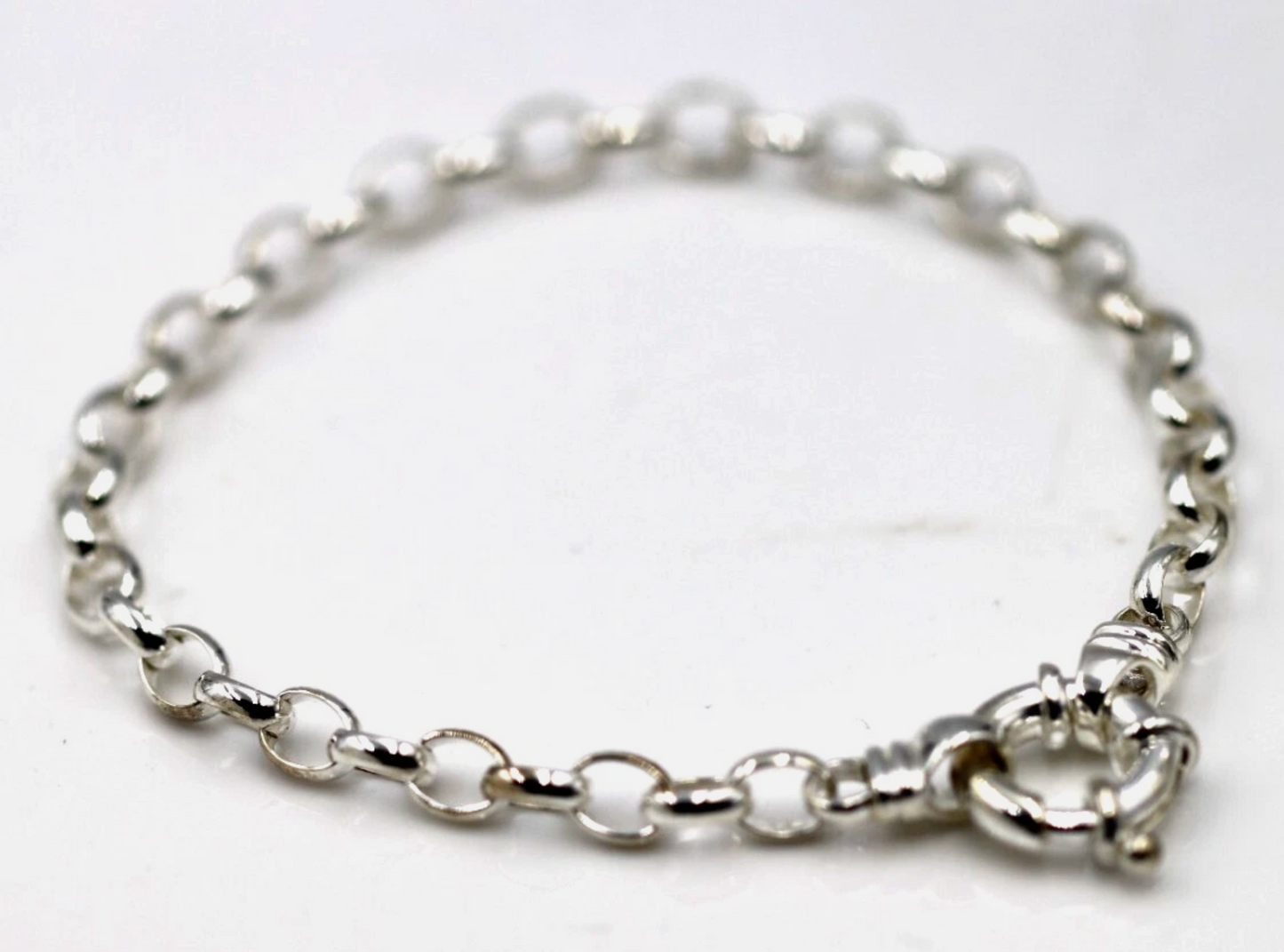 Kaedesigns 925 Sterling Silver Belcher bracelet with Bolt Ring 20cm
