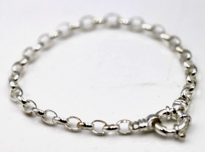 Kaedesigns 925 Sterling Silver Belcher bracelet with Bolt Ring 20cm