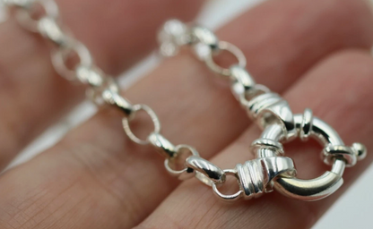 Kaedesigns 925 Sterling Silver Belcher bracelet with Bolt Ring 20cm