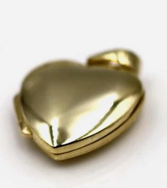 Genuine 9ct 9k Yellow Gold Plain Heart Pendant Locket - fits 2 pics