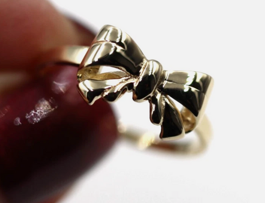Genuine 9ct Solid Yellow, Rose Or White Gold Bow Ring Choose Size L To P