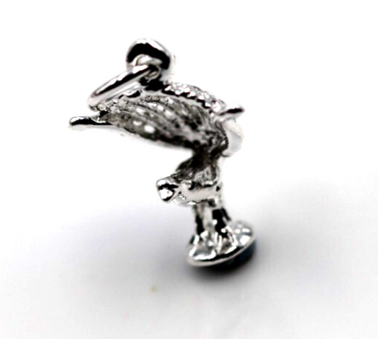 Sterling Silver 925 Light weight Lyrebird Lyre bird  +  jump ring