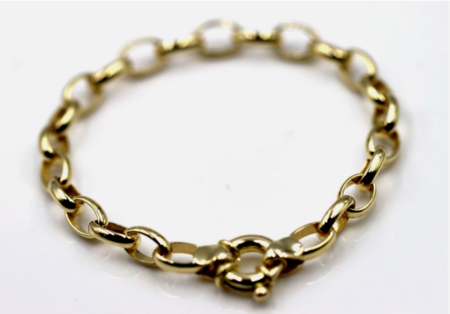 Genuine New Solid 18ct 18k Yellow, Rose or White Gold Oval Belcher Link 19cm Bolt Ring Bracelet