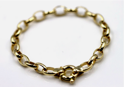 Genuine New Solid 18ct 18k Yellow, Rose or White Gold Oval Belcher Link 19cm Bolt Ring Bracelet