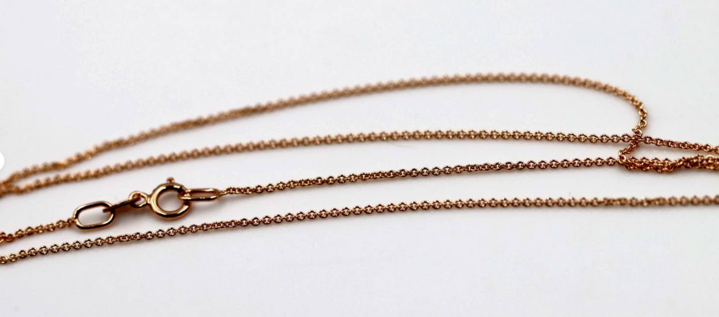 Genuine 9ct 9k 375 Rose Gold Thin Cable Chain Necklace 45cm 1.1g