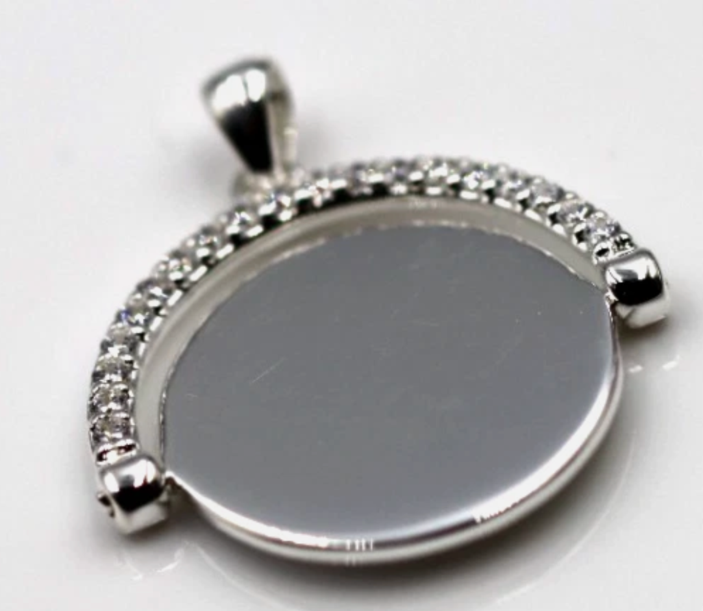 Genuine Sterling Silver 925 Plain Spinner Pendant Disc
