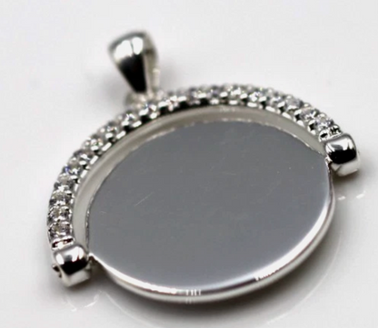 Genuine Sterling Silver 925 Plain Spinner Pendant Disc