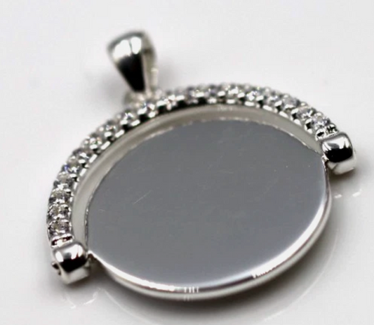 Genuine Sterling Silver 925 Plain Spinner Pendant Disc