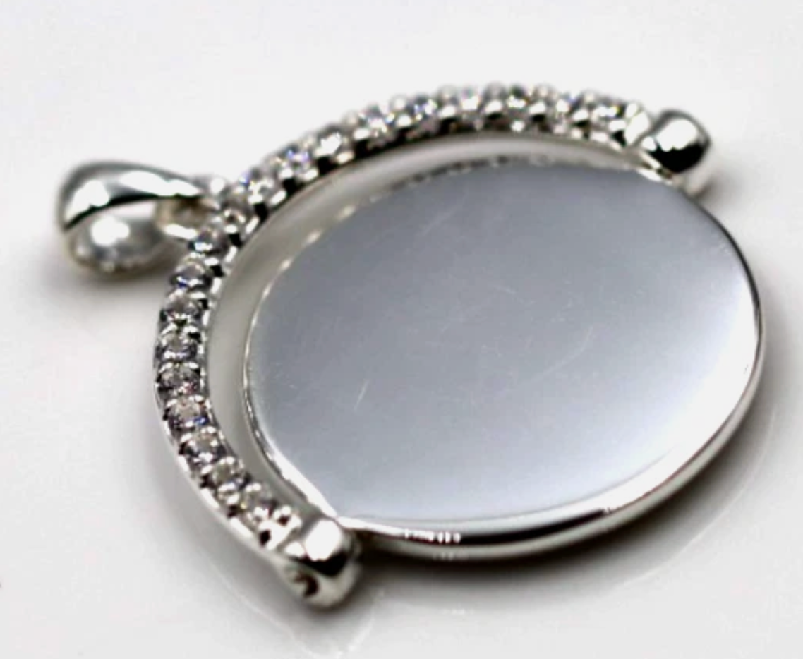 Genuine Sterling Silver 925 Plain Spinner Pendant Disc