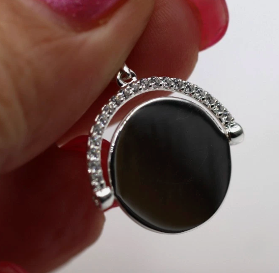 Genuine Sterling Silver 925 Plain Spinner Pendant Disc