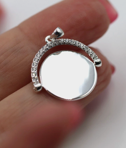 Genuine Sterling Silver 925 Plain Spinner Pendant Disc