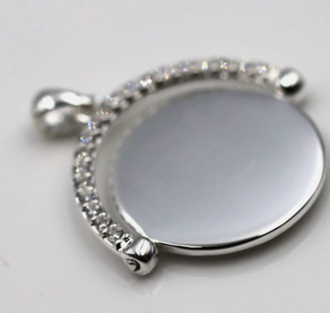 Genuine Sterling Silver 925 Plain Spinner Pendant Disc