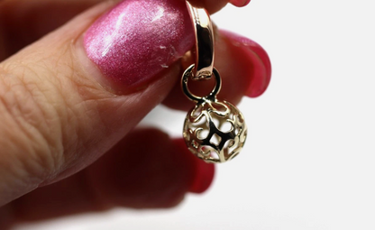 Genuine 9ct 9k 375 Rose + Yellow Gold Hoop 10mm Filigree Ball Huggies Earrings