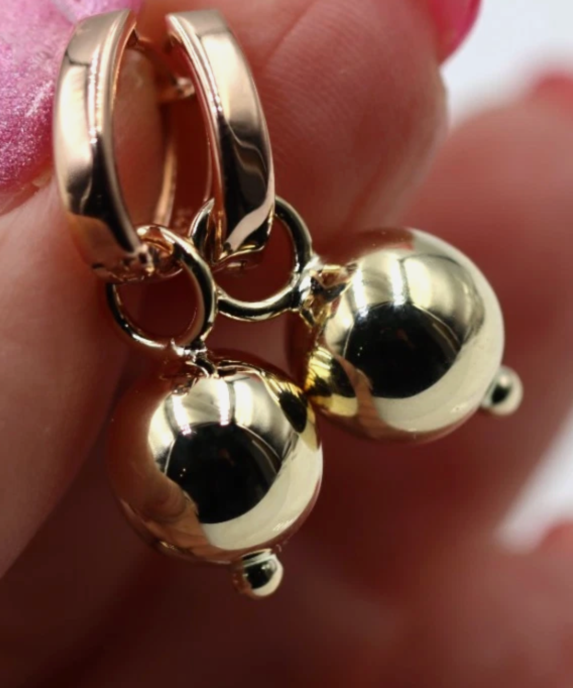 Genuine 9ct Rose + Yellow Gold Hoop 10mm Filigree Ball Huggies Earrings