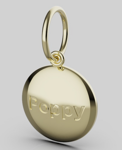 Genuine 9ct 9k Dome Solid Yellow Gold 12mm disc round circle pendant + Engraving