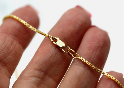 Genuine 9ct 9k 375 Yellow Gold Box Chain Necklace 4.9grams 55cm 1.3mm