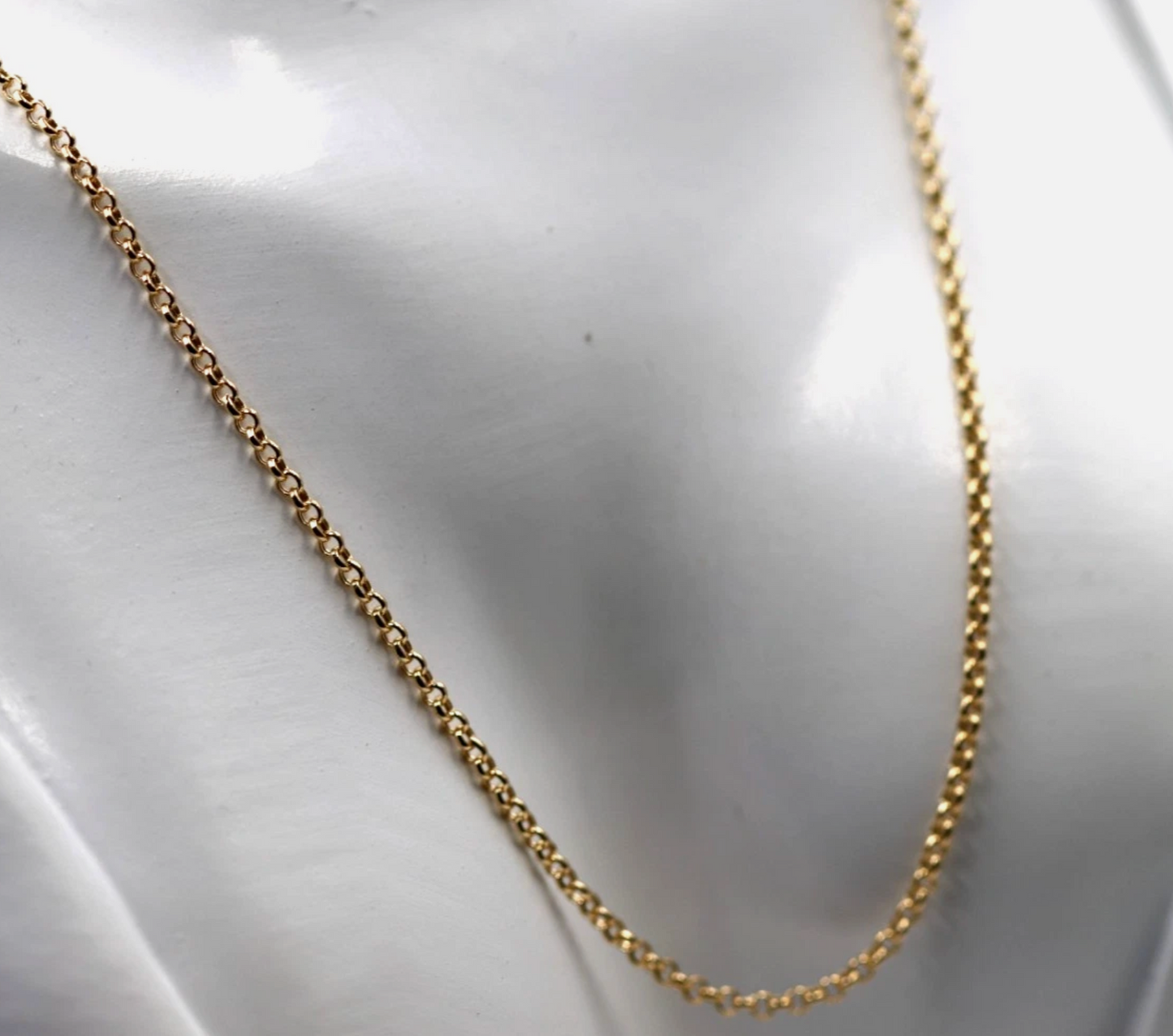 Genuine 9ct 9K Yellow Gold Belcher Cable Chain Necklace 52cm 2.4grams