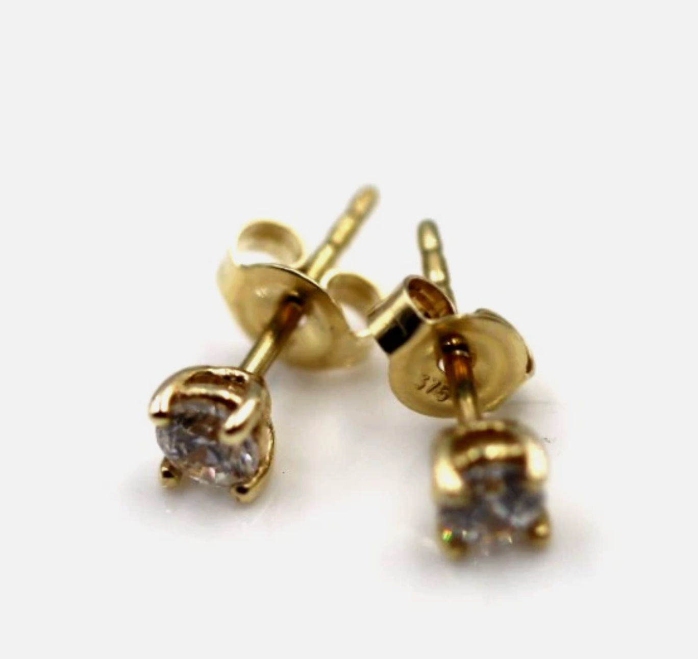 Genuine 9ct 9k 375 Yellow Gold CZ 3.5mm 4 Claw Studs Earrings