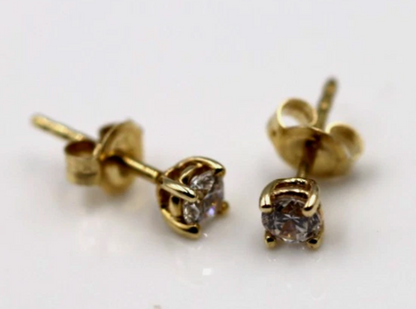 Genuine 9ct 9k 375 Yellow Gold CZ 3.5mm 4 Claw Studs Earrings