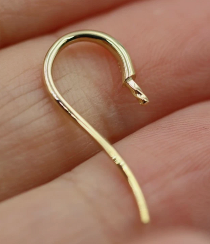 Genuine 9ct Yellow, Rose or White Gold Earring Hooks For Earrings with Pearl pin