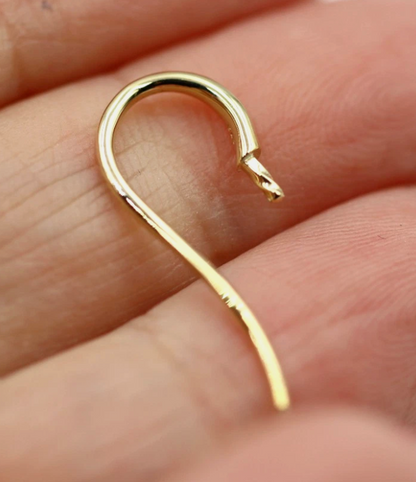 Genuine 9ct Yellow, Rose or White Gold Earring Hooks For Earrings with Pearl pin