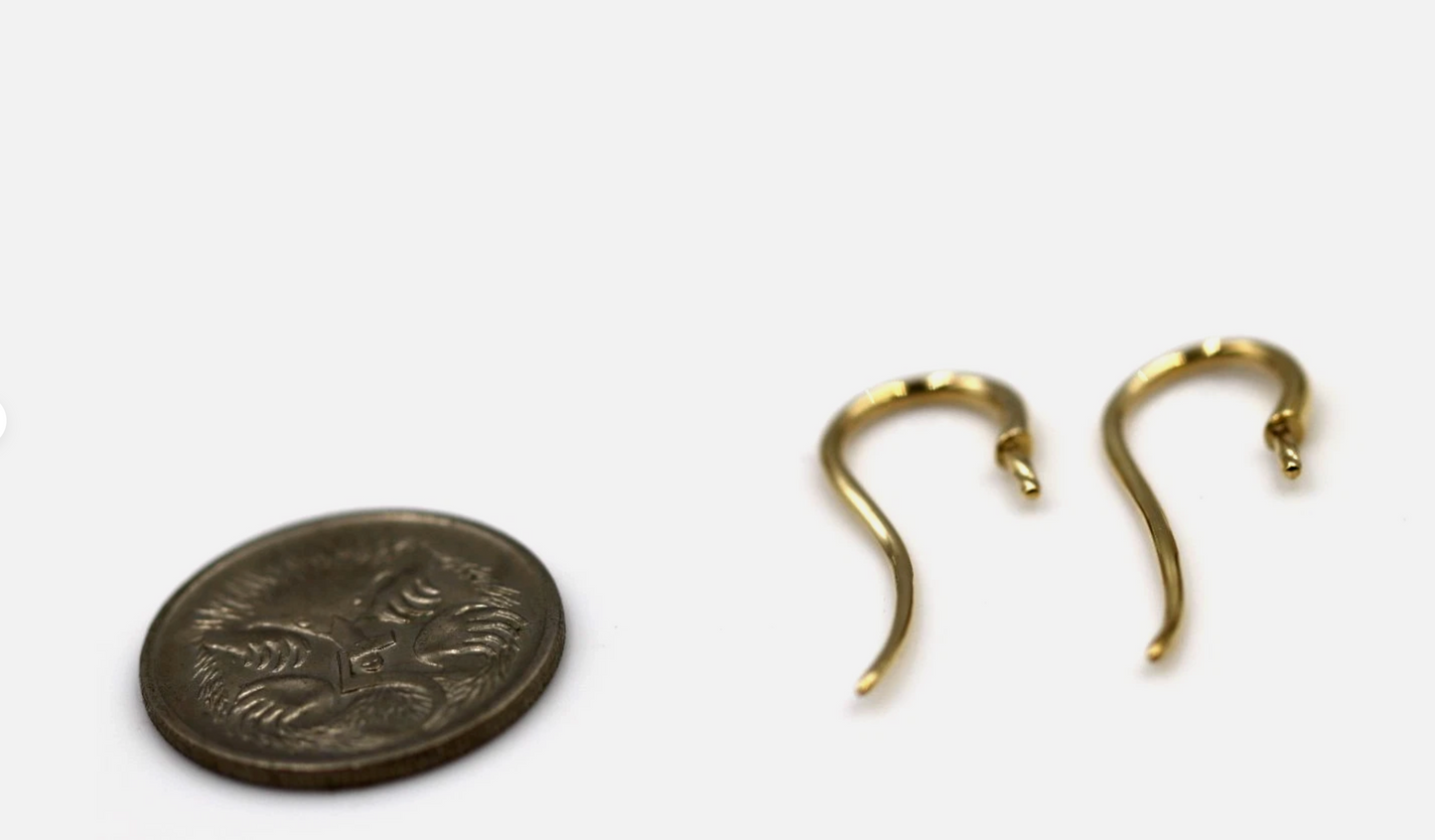 Genuine 9ct Yellow, Rose or White Gold Earring Hooks For Earrings with Pearl pin