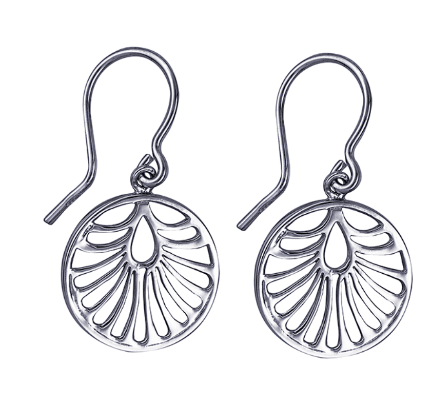 Genuine Sterling Silver 925 Circular Cut Out Ear-wires Hook Earrings