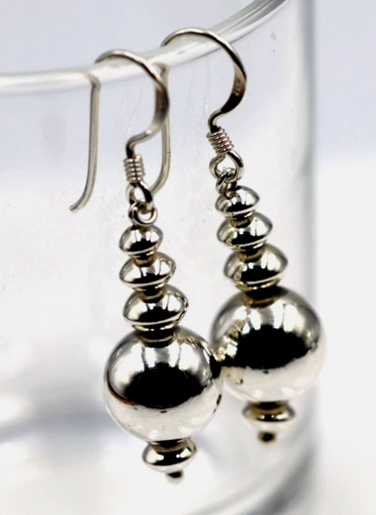 Sterling Silver 925 Fancy Ball 12mm Ball Hook Earrings