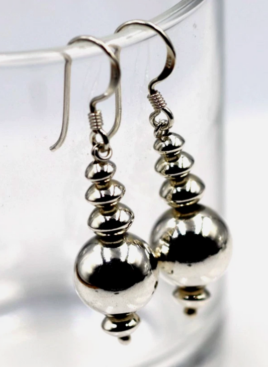 Sterling Silver 925 Fancy Ball 12mm Ball Hook Earrings