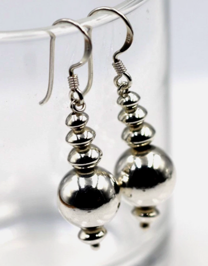 Sterling Silver 925 Fancy Ball 12mm Ball Hook Earrings