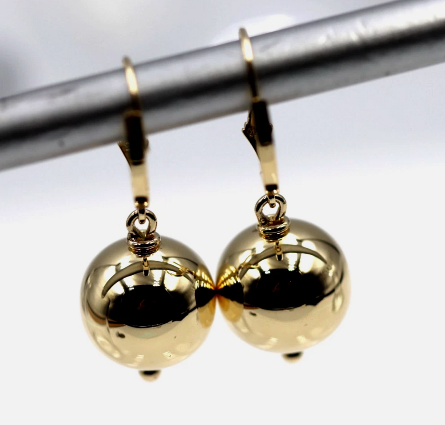 Kaedesigns Large 9ct 9K 375 Continental Hooks Yellow, Rose or White Gold 14mm Ball Earrings