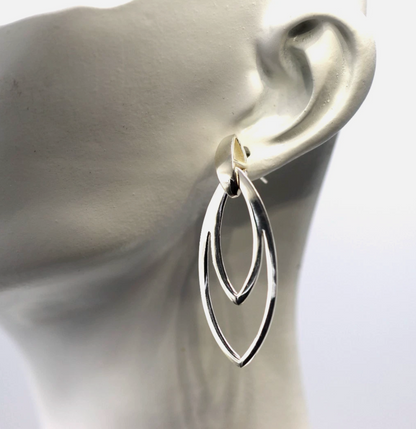 Genuine Sterling Silver 925 Teardrop Tear Drop Hook Stud Earrings